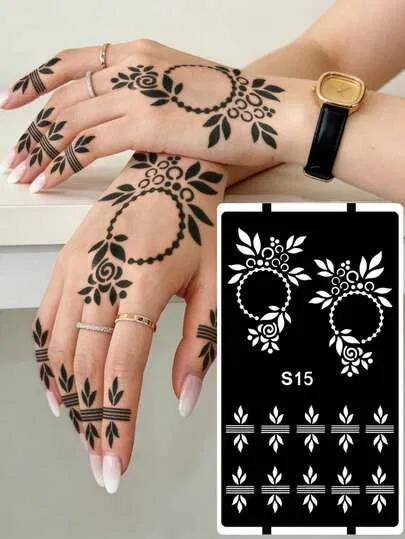 Simple Back Hand Mehndi Design with Bel, Gol Tikki and Flowers