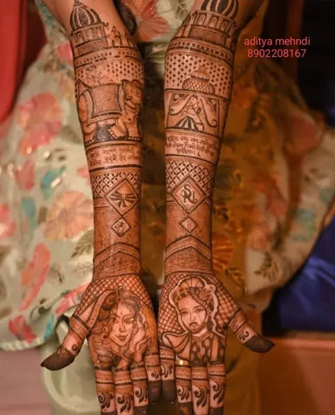 figure full hand mehndi design
