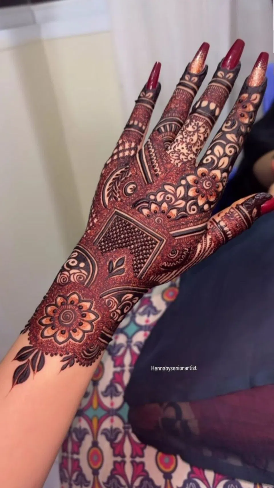 Bridal Pakistani Back Hand Mehndi Design with Jaal