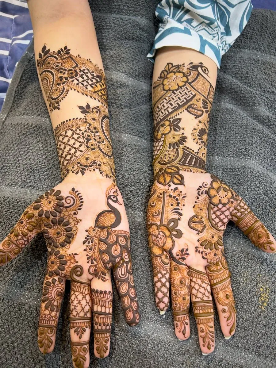 Front Hand Mehndi Design with Figures