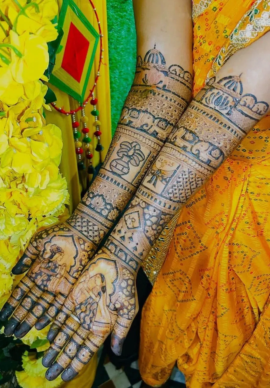 Front Hand Mehndi Design with Figures