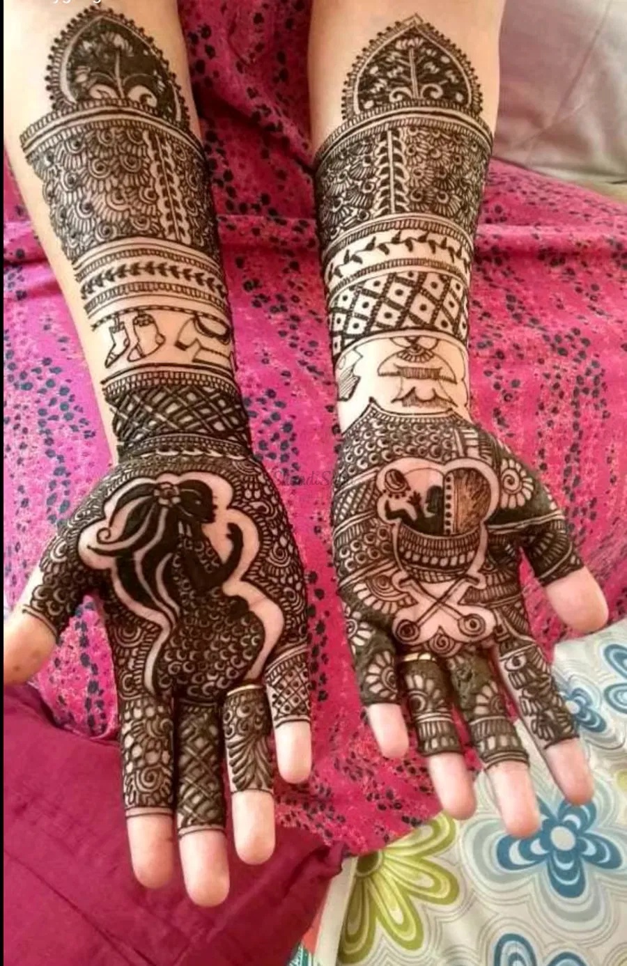 Front Hand Mehndi Design with Figures