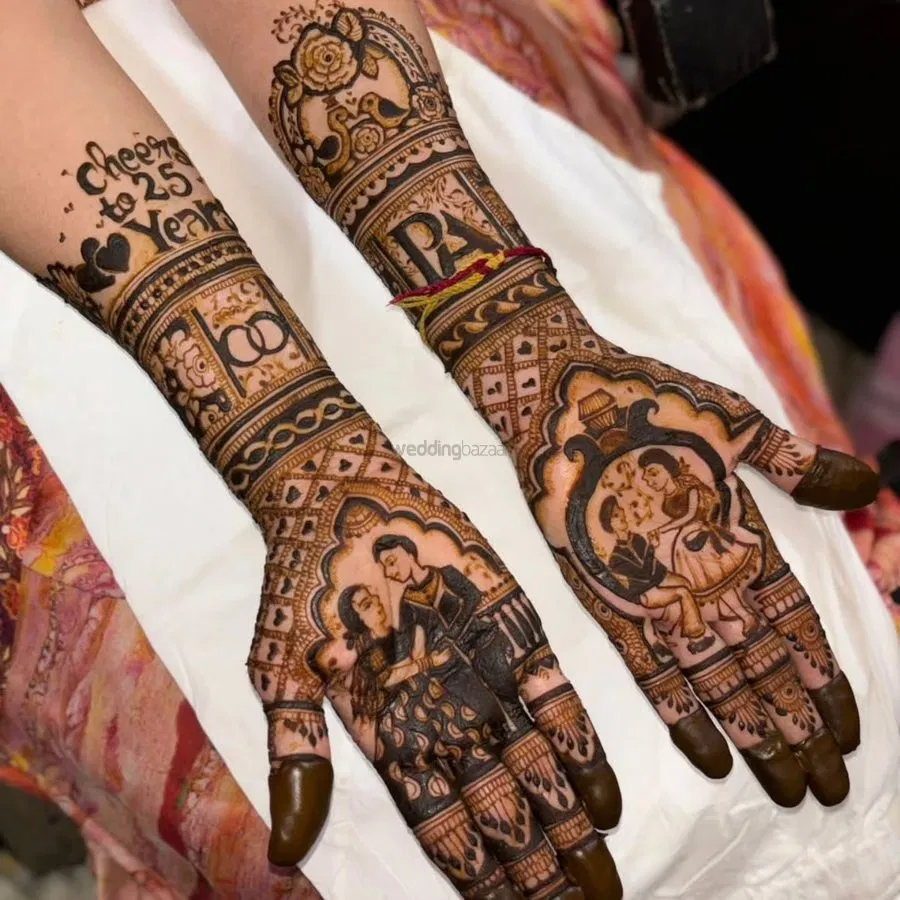 Front Hand Mehndi Design with Figures