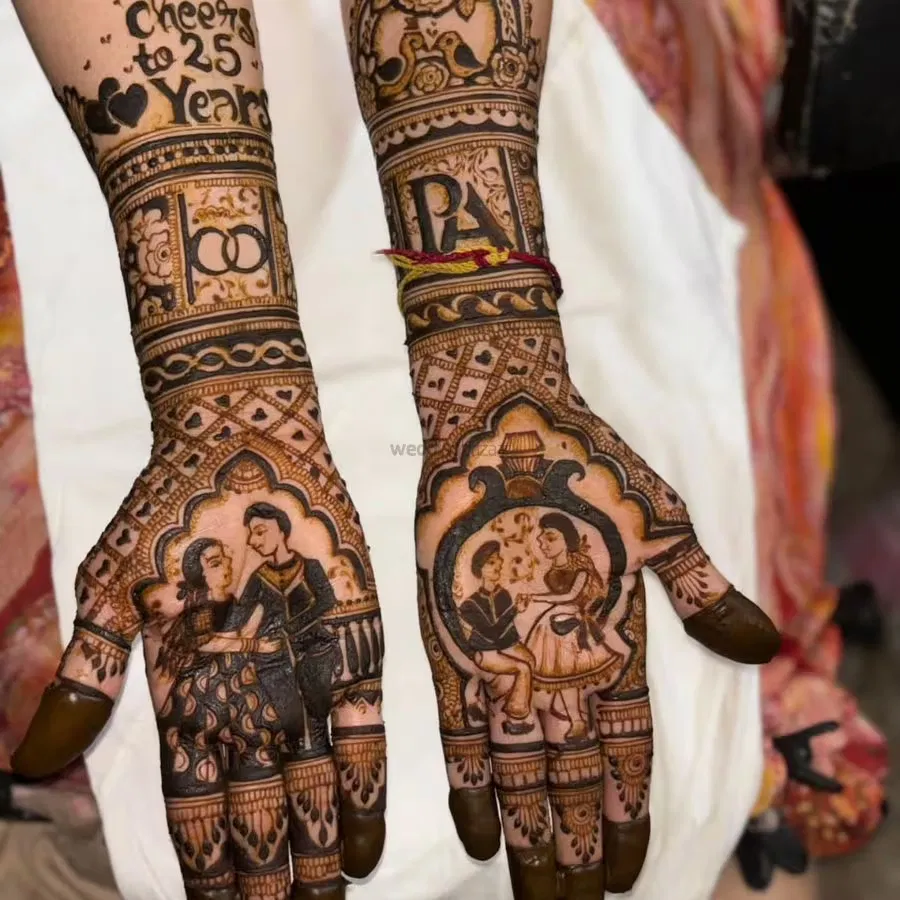 Front Hand Mehndi Design with Figures (2)