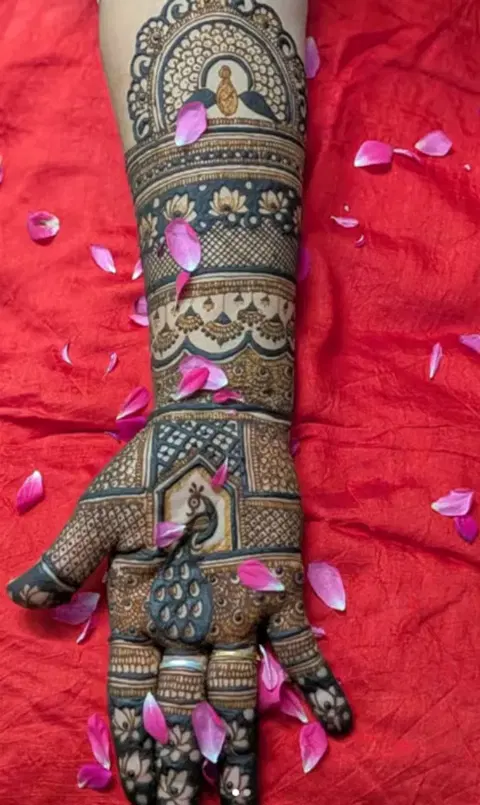 peacock full hand mehndi design