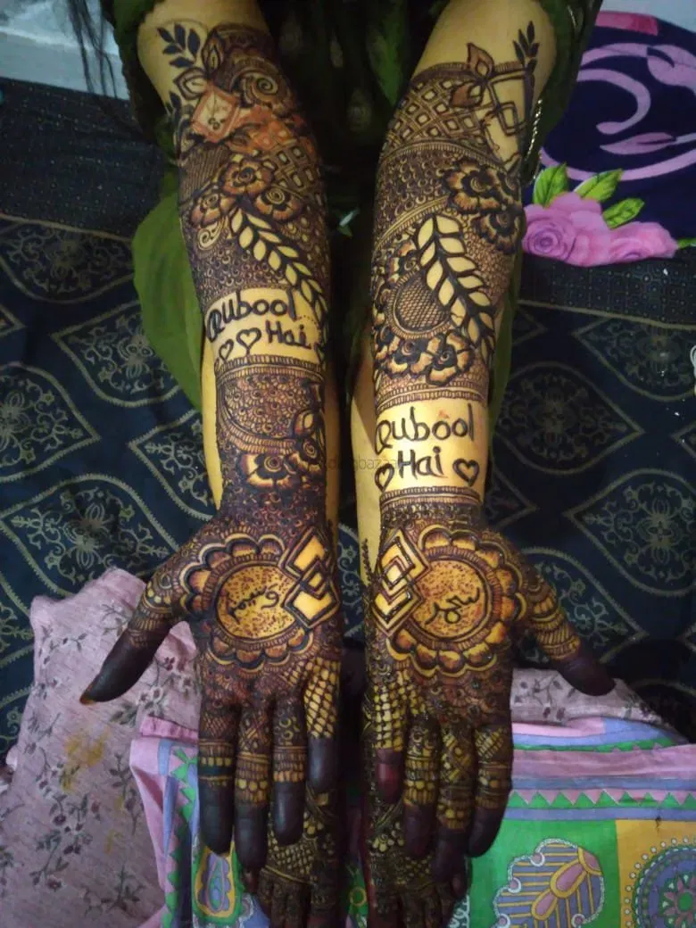 Back Hand Mehndi Design with Figures