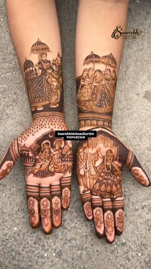 Full Hand Mehndi Design with Figures (2)