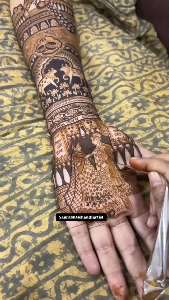 Front Hand Mehndi Design with Figures