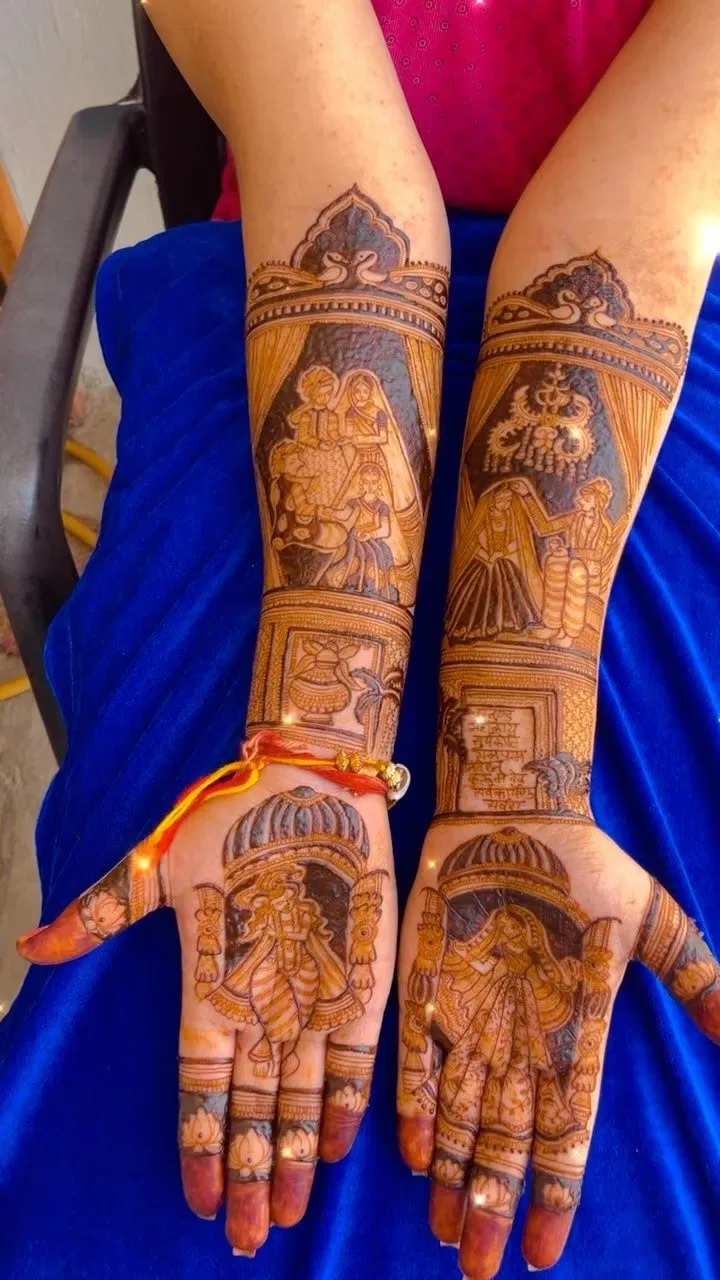 Front Hand Mehndi Design with Figures