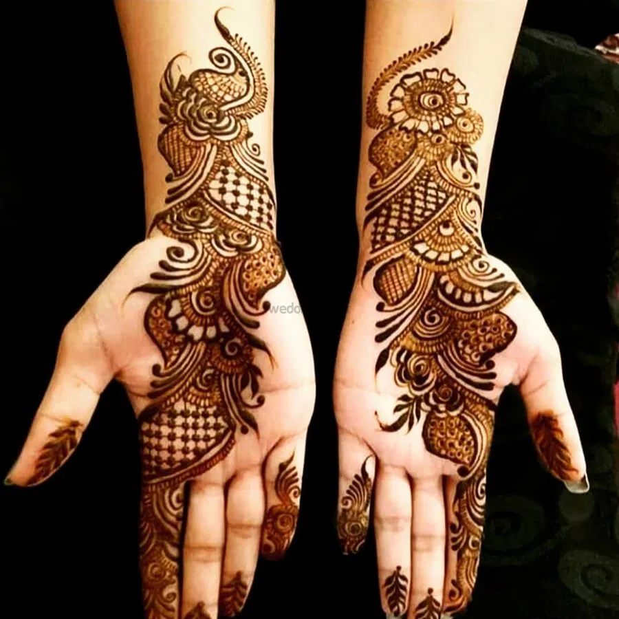 Back Hand Mehndi Design with Figures