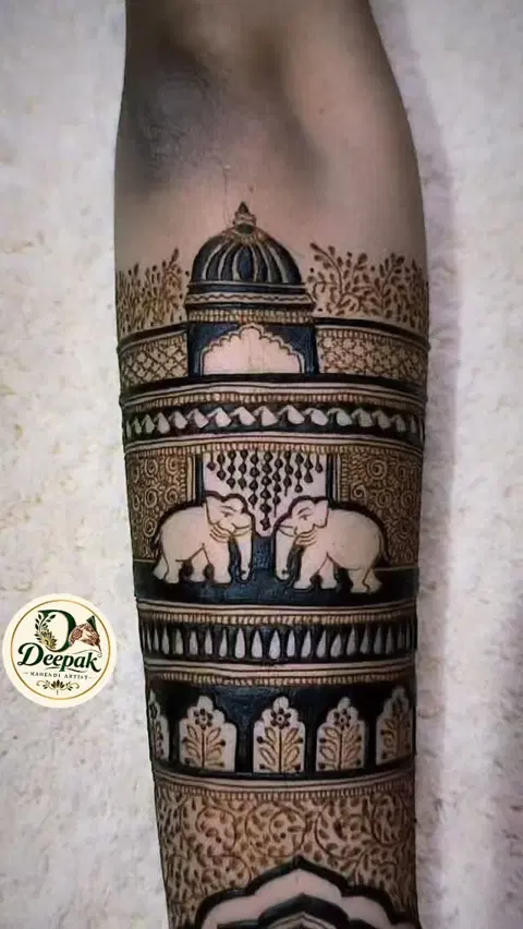 figure full hand mehndi design