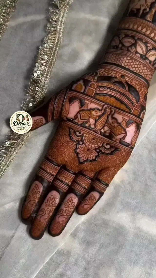 Front Hand Mehndi Design with Figures