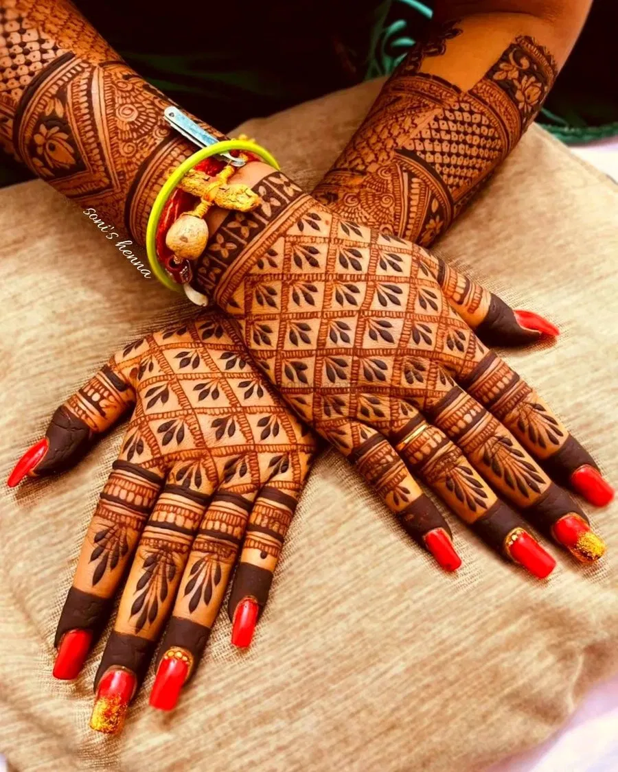 Front Hand Mehndi Design with Figures
