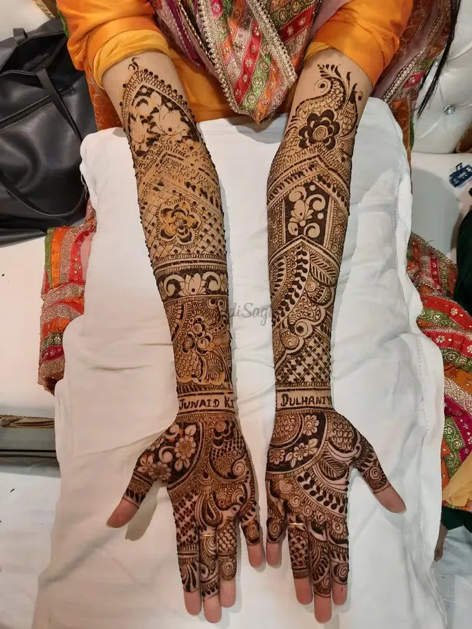 Front Hand Mehndi Design with Figures