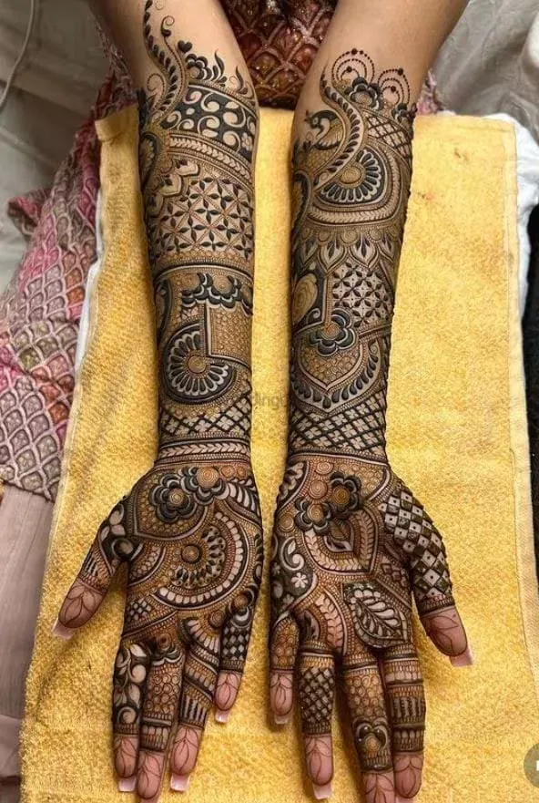 Front Hand Mehndi Design with Figures
