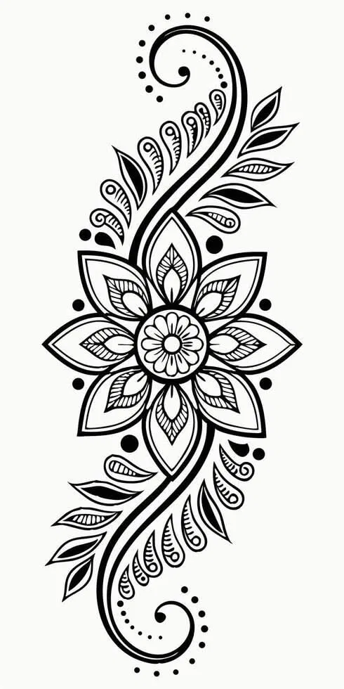 Front Hand Mehndi Design with Gol Tikki, Flowers and Lotus