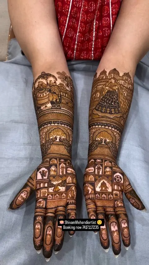 bridal figure back hand mehndi design