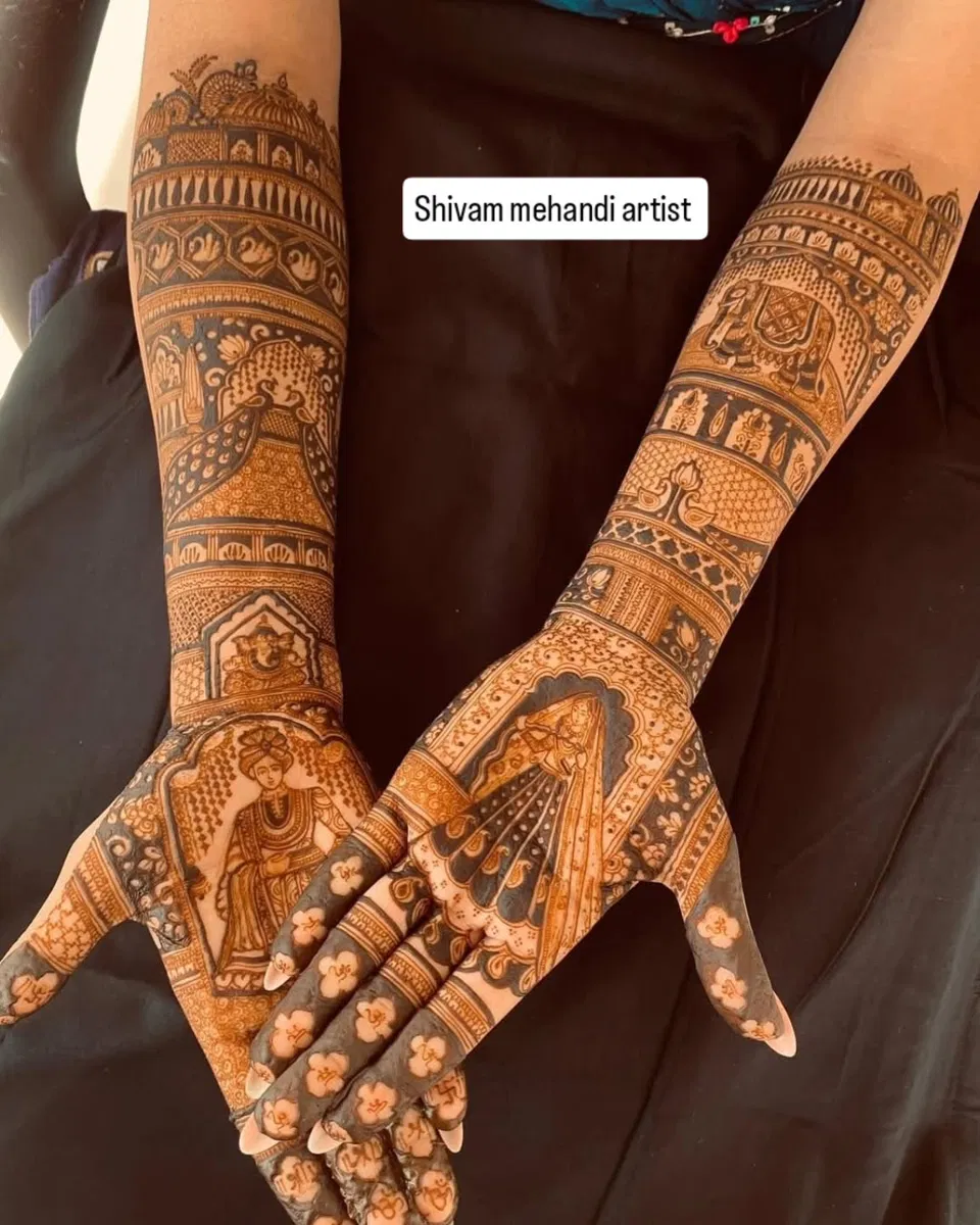 Bridal Back Hand Mehndi Design with Figures (16)