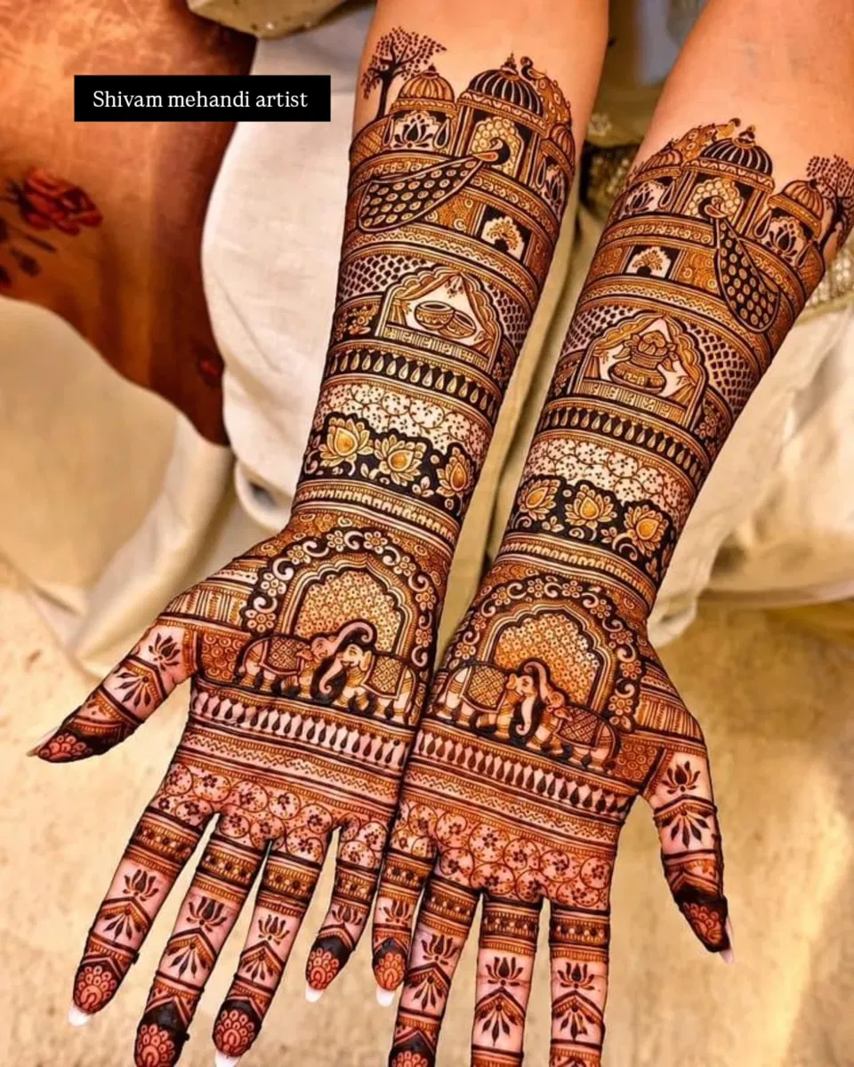 Full Hand Mehndi Design with Figures (2)