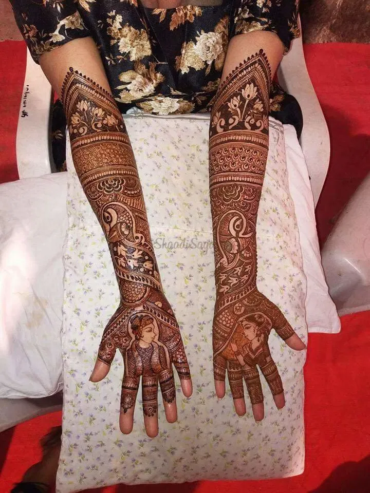 Front Hand Mehndi Design with Figures