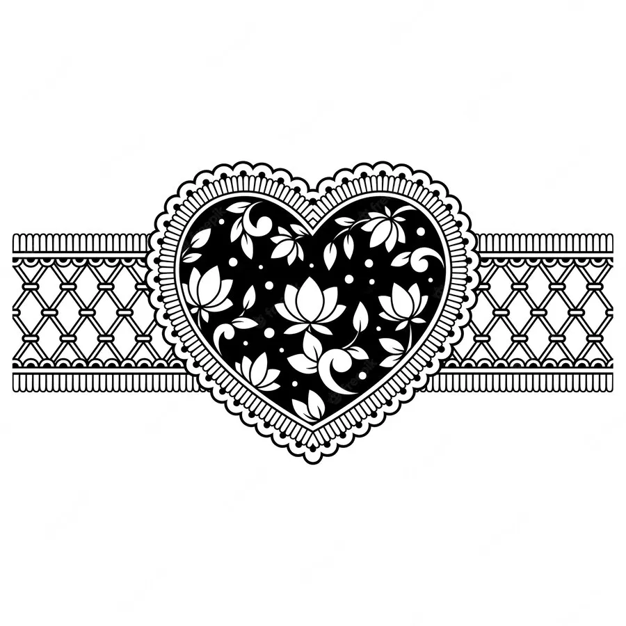 Mehndi Design with Gol Tikki, Flowers and Hearts