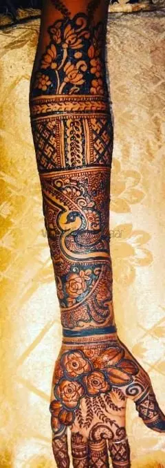 peacock full hand mehndi design