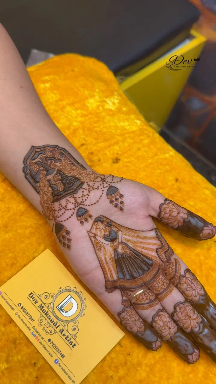 Front Hand Mehndi Design with Figures