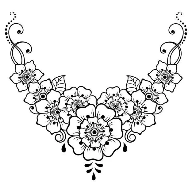 Indian Mehndi Design with Gol Tikki, Flowers and Lotus (2)