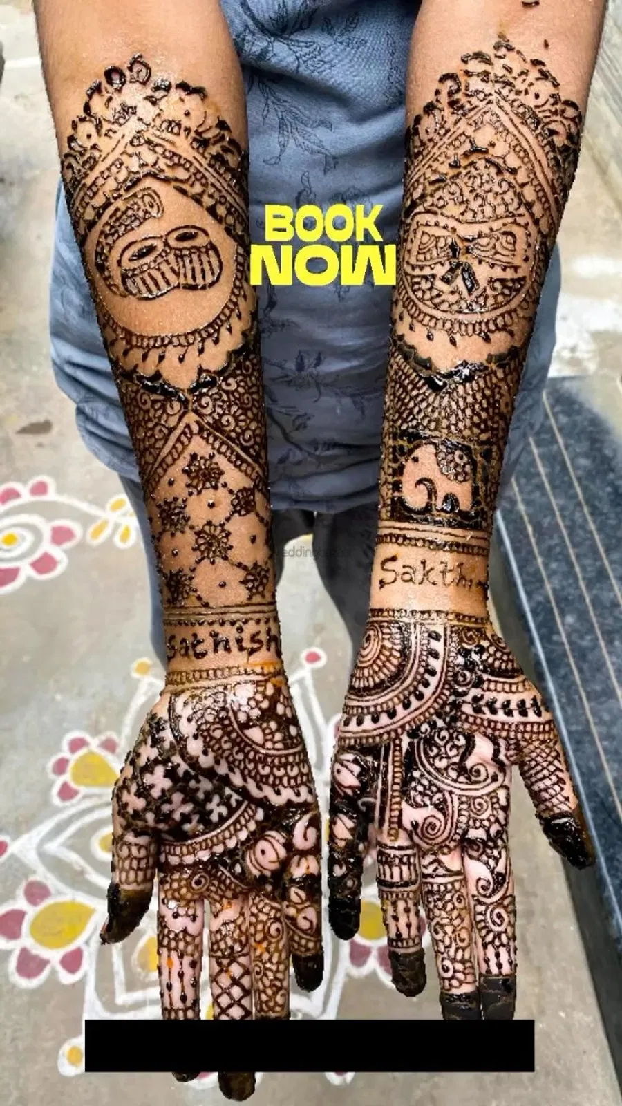 Back Hand Mehndi Design with Figures