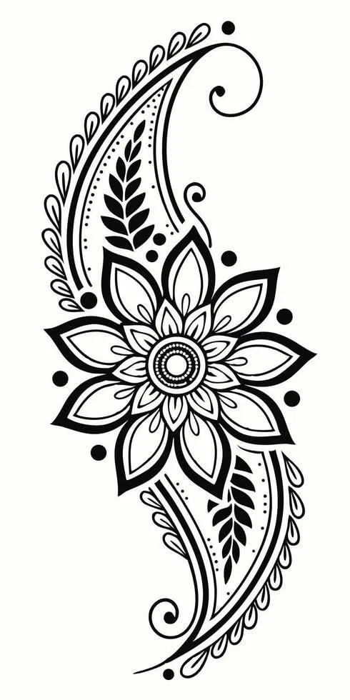 Simple Stylish Mehndi Design with Gol Tikki, Flowers and Lotus