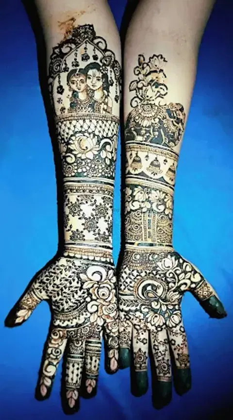 figure full hand mehndi design