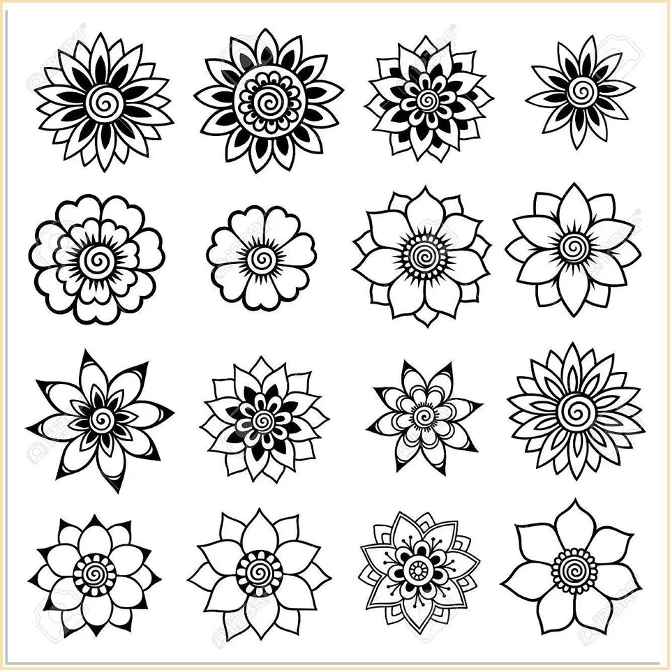 Simple Mehndi Design with Gol Tikki, Deity and Flowers