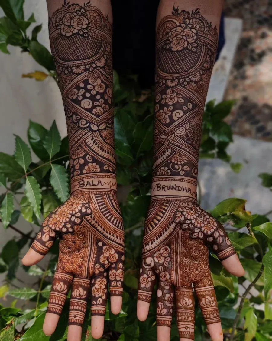 Front Hand Mehndi Design with Figures