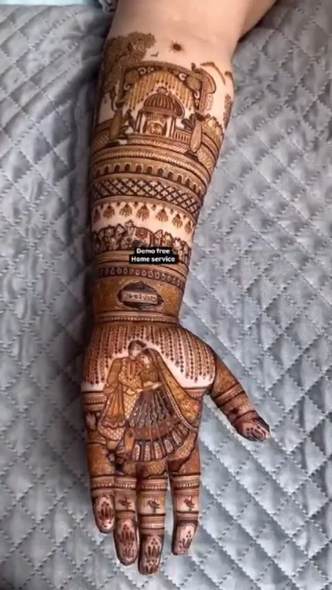 Arabic Bridal Front Hand Mehndi Design with Figures (12)