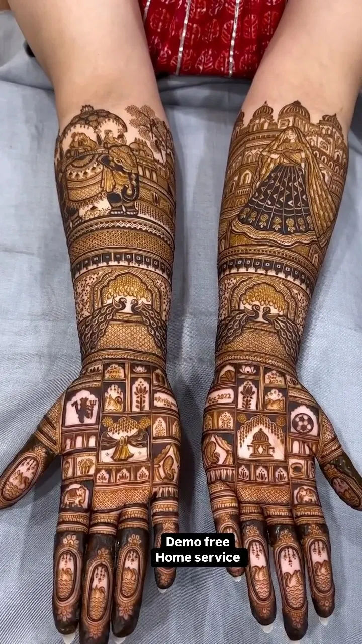 Arabic Bridal Back Hand Mehndi Design with Figures (6)
