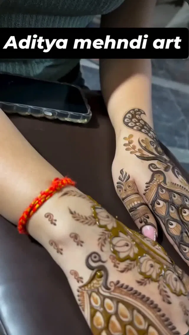 Front Hand Mehndi Design with Peacock