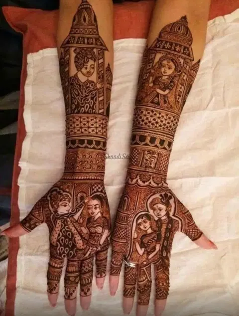 figure full hand mehndi design