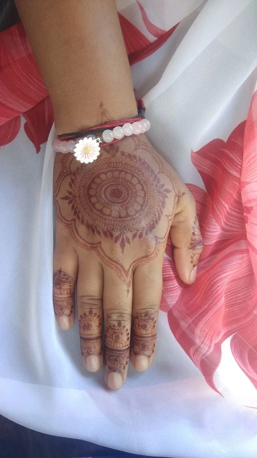 Simple Back Hand Mehndi Design with Gol Tikki