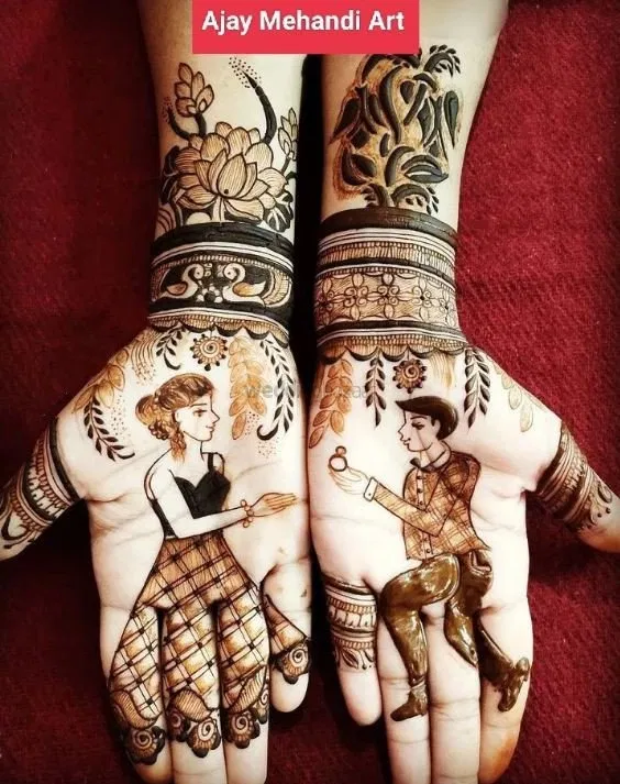 Front Hand Mehndi Design with Figures