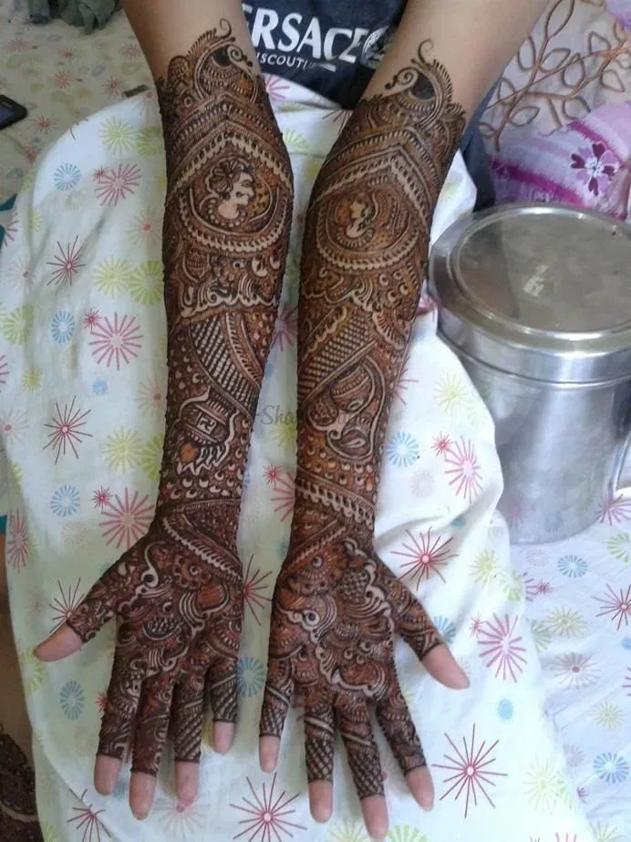 Front Hand Mehndi Design with Figures