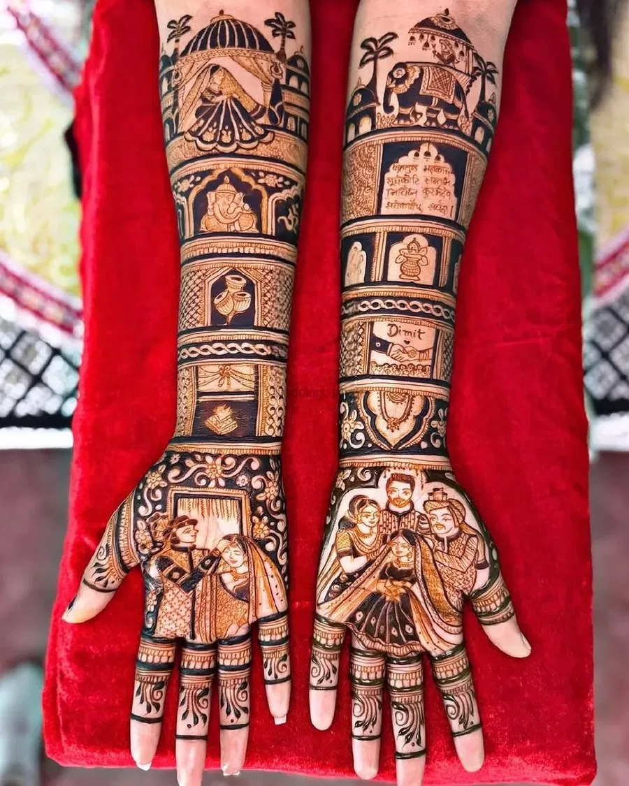 Front Hand Mehndi Design with Figures