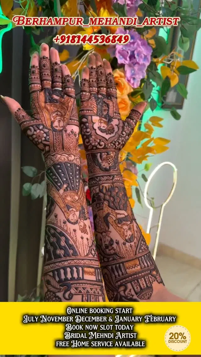 Front Hand Mehndi Design with Figures
