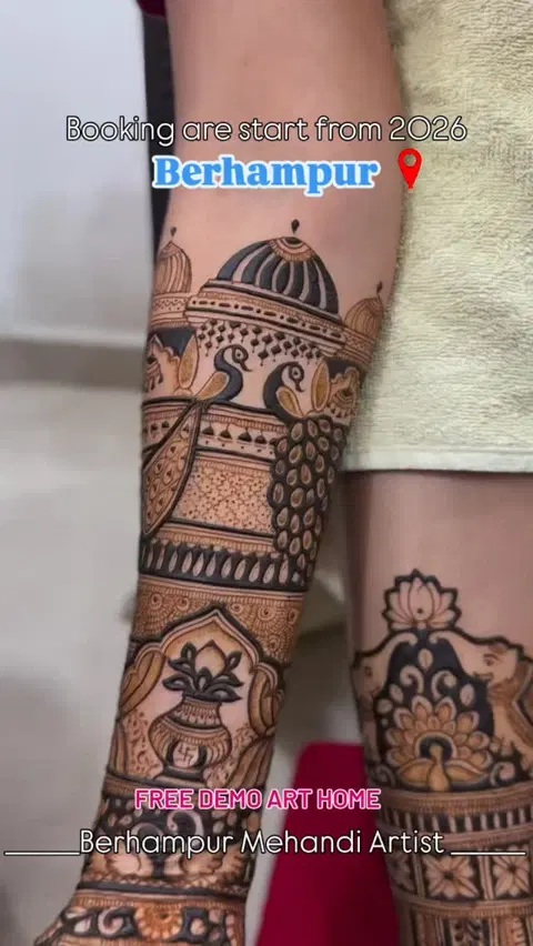 lotus full hand mehndi design