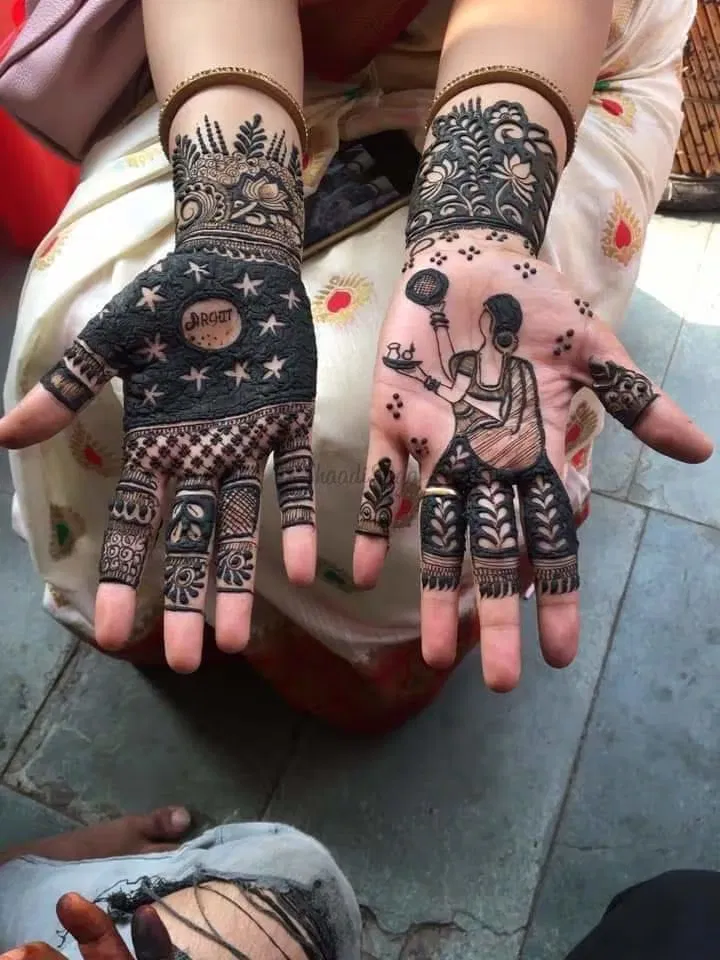 Front Hand Mehndi Design with Figures
