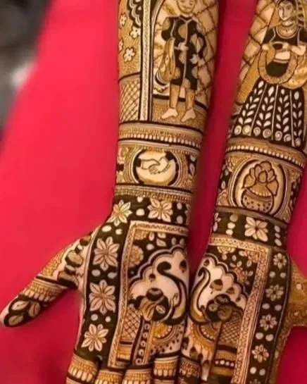 Full Hand Mehndi Design with Figures (2)