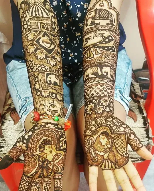 Full Hand Mehndi Design with Figures