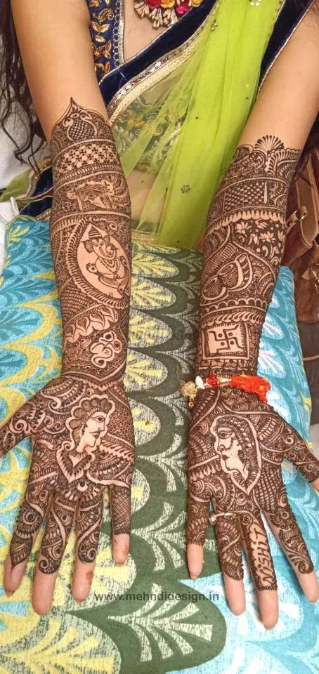 Front Hand Mehndi Design with Figures