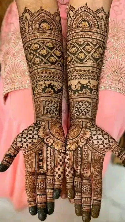 figure full hand mehndi design