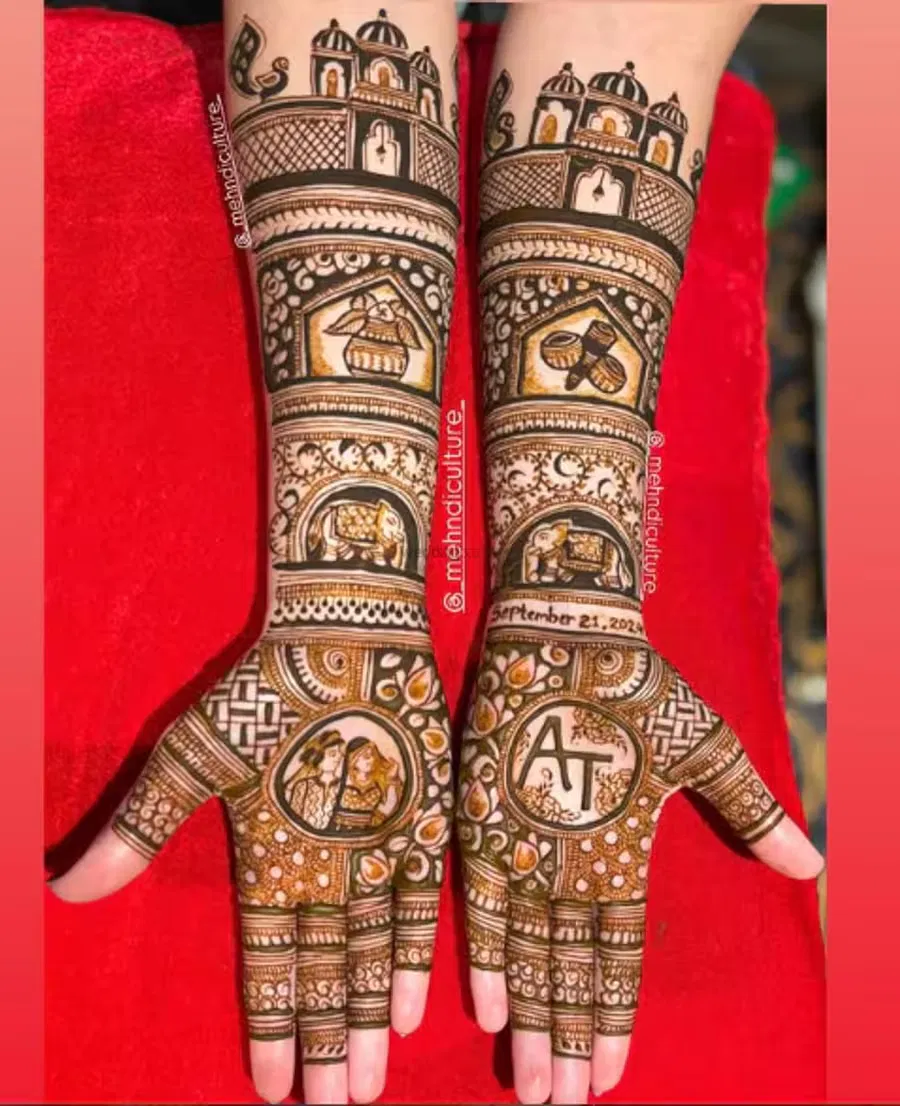 Front Hand Mehndi Design with Figures