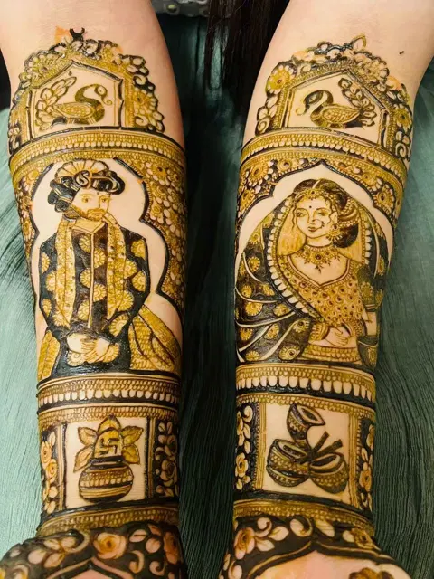 figure full hand mehndi design